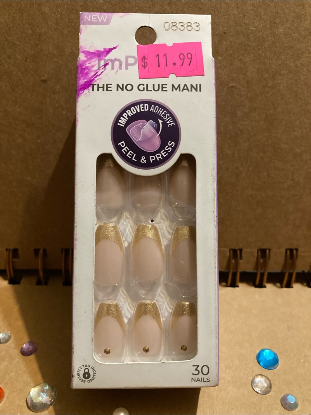 imPRESS Nude and Gold French Tip Press-On Nails - 30 Pack